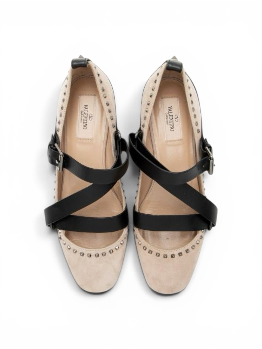 Valentino Suede Rockstud Strappy Soul Ballet Flats